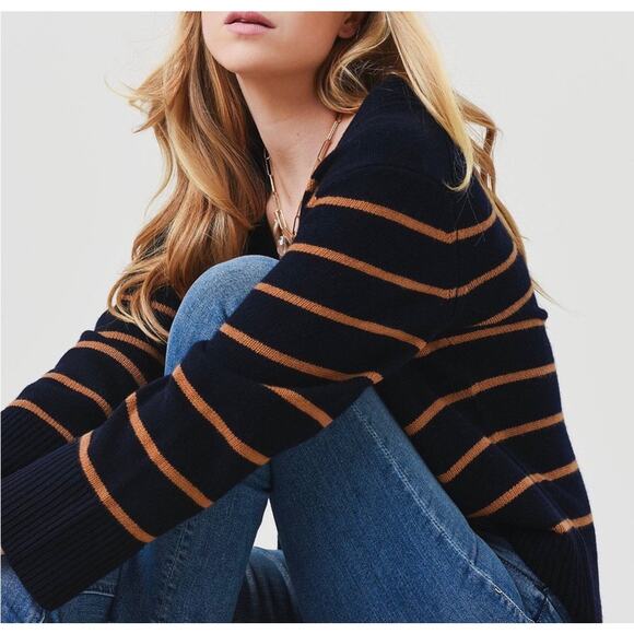Vince Breton Stripe Wool & Cashmere-Blend Cardigan - Picture 2 of 11